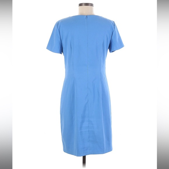 AB Studio Blue Cutout Neck Sheath Dress Size 10 Business Casual Midi - Picture 2 of 9